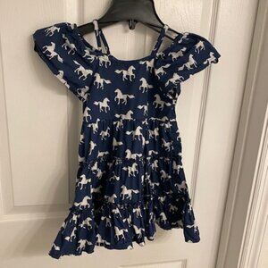 Cowgirl Legend NWOT Girl's Blue/White Horse Print Cotton Dress Size 3T